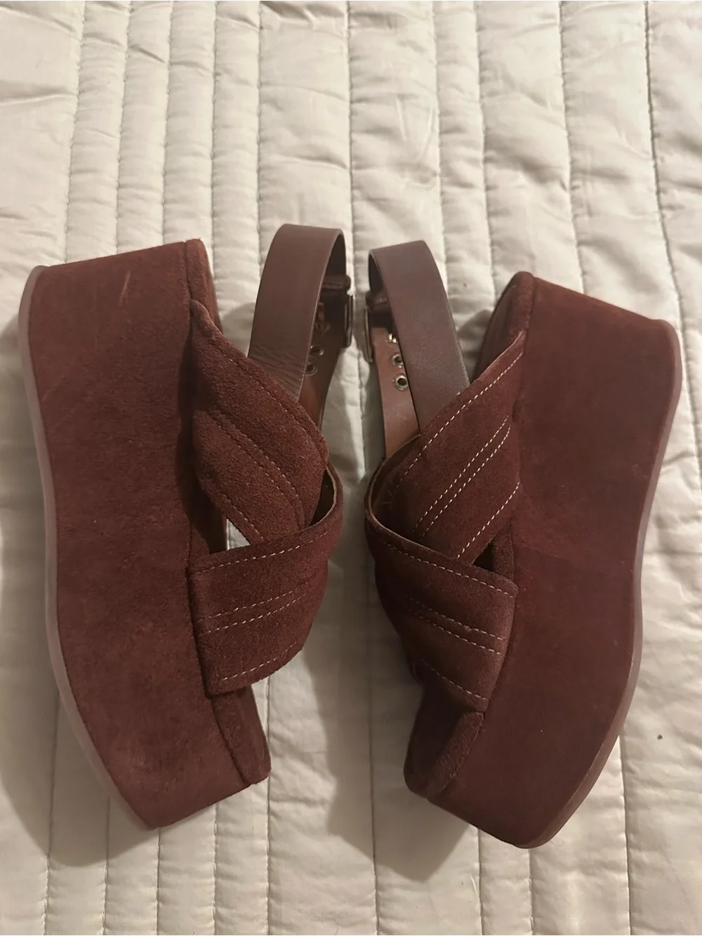Free People Beach Party Platform Sandals in Cathay Spice Suede